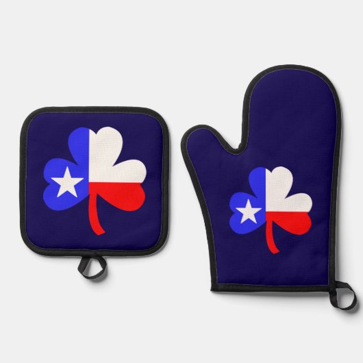 Ensemble De Gant De Cuisine Et De Manique Shamrock du Texas (Recto)