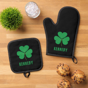 Ensemble De Gant De Cuisine Et De Manique Shamrock Green Clover Irlande Celtic Irish Nom