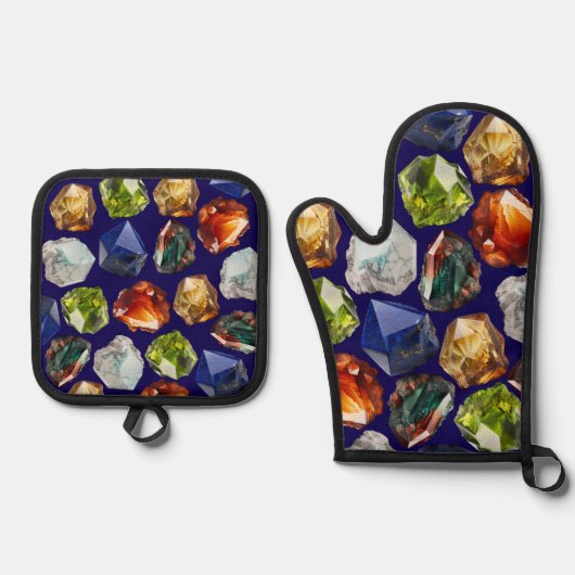 Ensemble De Gant De Cuisine Et De Manique Shiny Polished Minerals Pattern (Recto)