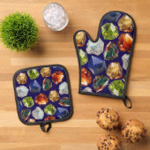 Ensemble De Gant De Cuisine Et De Manique Shiny Polished Minerals Pattern (De haut en bas)