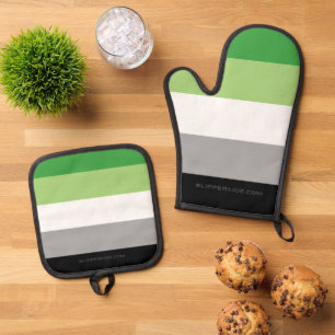 Ensemble De Gant De Cuisine Et De Manique SlipperyJoe's Aromantic Pride Drapeau gay cadeaux