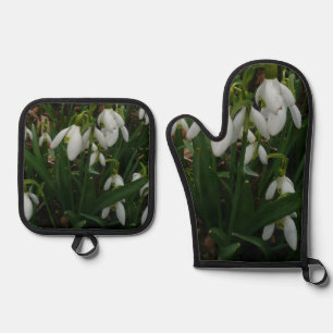 Ensemble De Gant De Cuisine Et De Manique Snowdrops I (Galanthus) Spring Floral