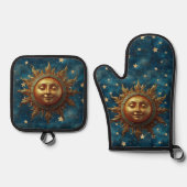 Ensemble De Gant De Cuisine Et De Manique Soleil Céleste (Recto)