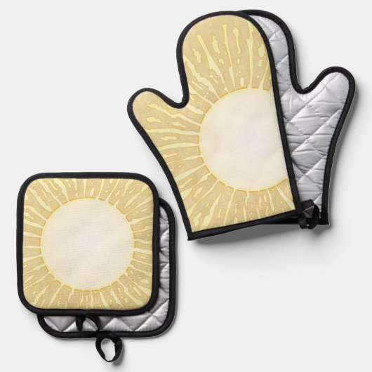 Ensemble De Gant De Cuisine Et De Manique Soleil d'été (Recto/Verso)