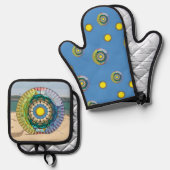 Ensemble De Gant De Cuisine Et De Manique Soleil d'été (Recto/Verso)