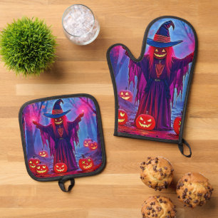 Ensemble De Gant De Cuisine Et De Manique Sorcière mystérieuse dans Enchanted Woods Design