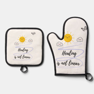 Ensemble De Gant De Cuisine Et De Manique Sourires ensoleillés Cuisine M soleil et nuages