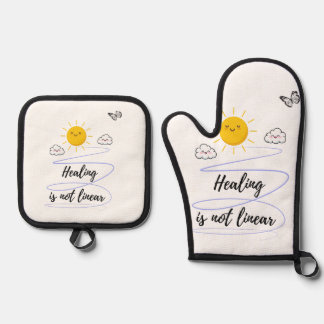 Ensemble De Gant De Cuisine Et De Manique Sourires ensoleillés | Cuisine M soleil et nuages