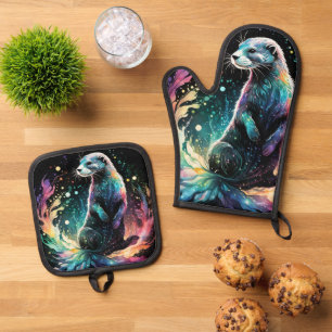 Ensemble De Gant De Cuisine Et De Manique Spectrum Edge : Les loutres brillent