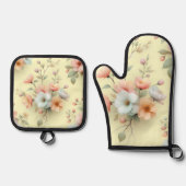 Ensemble De Gant De Cuisine Et De Manique Spring Easter Flowers (Recto)