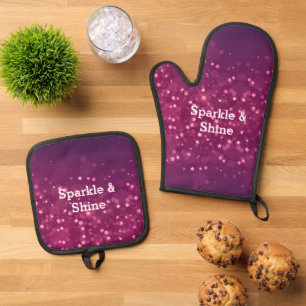 Ensemble De Gant De Cuisine Et De Manique Stars Bokeh Rose
