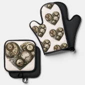Ensemble De Gant De Cuisine Et De Manique Steampunk (Recto/Verso)