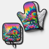 Ensemble De Gant De Cuisine Et De Manique Stegosaurus (Recto/Verso)