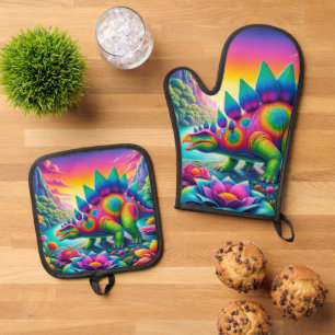 Ensemble De Gant De Cuisine Et De Manique Stegosaurus