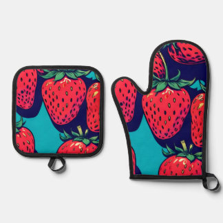 Ensemble De Gant De Cuisine Et De Manique Strawberry oven mits