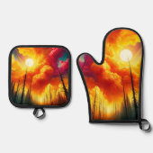 Ensemble De Gant De Cuisine Et De Manique Sunset Art (Recto)