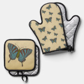 Ensemble De Gant De Cuisine Et De Manique Swallowtail japonais (Recto/Verso)