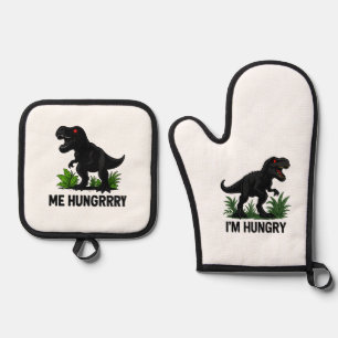 Ensemble De Gant De Cuisine Et De Manique T-Rex affamé