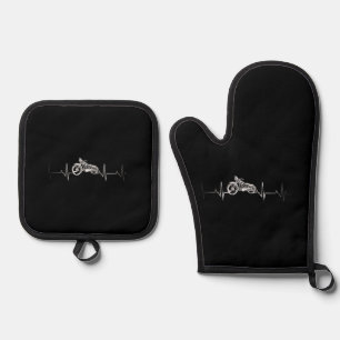 Ensemble De Gant De Cuisine Et De Manique T-shirt Coeur Moto - J'aime mon Motorcyl