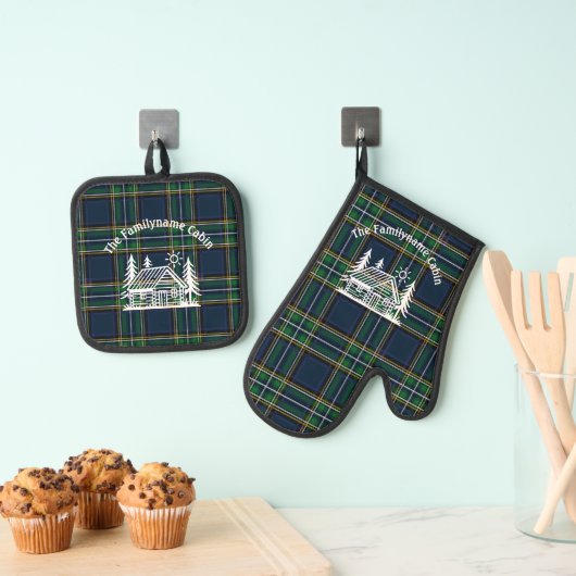 Ensemble De Gant De Cuisine Et De Manique Tartan, Cabine Rustique (In situ (suspendu))