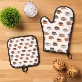Ensemble De Gant De Cuisine Et De Manique Tasses à café  