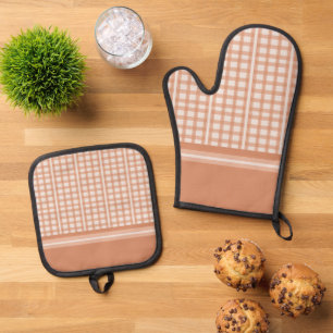 Ensemble De Gant De Cuisine Et De Manique Terracotta Orange Tan clair