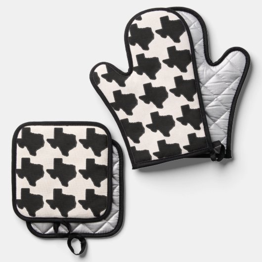 Ensemble De Gant De Cuisine Et De Manique Texas (Recto/Verso)