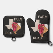 Ensemble De Gant De Cuisine Et De Manique Texas Farm Road Chicken (Recto)