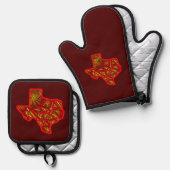 Ensemble De Gant De Cuisine Et De Manique Texas Scribbleprints (Recto/Verso)