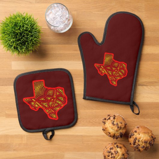 Ensemble De Gant De Cuisine Et De Manique Texas Scribbleprints (De haut en bas)
