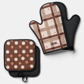 Ensemble De Gant De Cuisine Et De Manique Tons Brown (Recto/Verso)