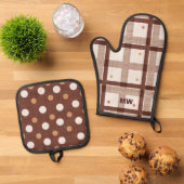 Ensemble De Gant De Cuisine Et De Manique Tons Brown (De haut en bas)