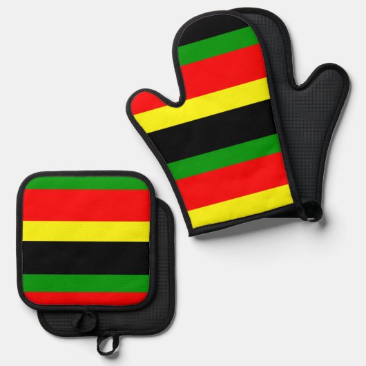 Ensemble De Gant De Cuisine Et De Manique Traces Afrocentriques (Recto/Verso)