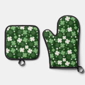 Ensemble De Gant De Cuisine Et De Manique Trèfles de la Saint-Patrick (Recto)