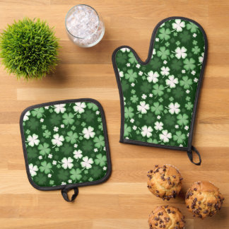 Ensemble De Gant De Cuisine Et De Manique Trèfles de la Saint-Patrick