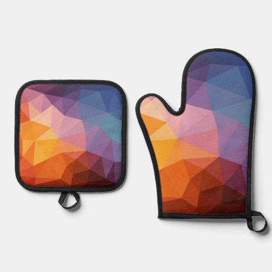 Ensemble De Gant De Cuisine Et De Manique Triangles asymétriques Abstraits (Recto)