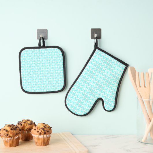 Ensemble De Gant De Cuisine Et De Manique Turquoise (In situ (suspendu))