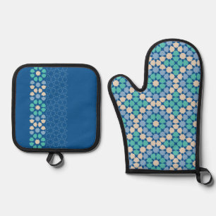 Ensemble De Gant De Cuisine Et De Manique Turquoise Sérénité