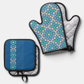 Ensemble De Gant De Cuisine Et De Manique Turquoise Tranquility (Recto/Verso)