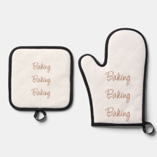 Ensemble De Gant De Cuisine Et De Manique Typographie de cuisson