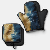 Ensemble De Gant De Cuisine Et De Manique Vachette bleue (Recto/Verso)