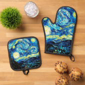 Ensemble De Gant De Cuisine Et De Manique Van Gogh - Nuit étoilée (De haut en bas)