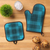 Ensemble De Gant De Cuisine Et De Manique Vérificateurs rétro (De haut en bas)