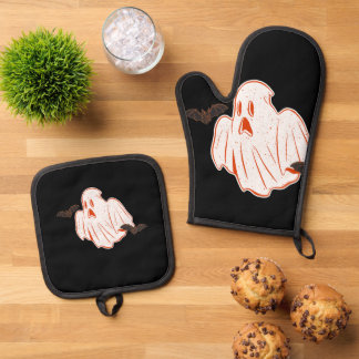 Ensemble De Gant De Cuisine Et De Manique Vibrations effrayantes Halloween Fantôme