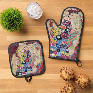 Ensemble De Gant De Cuisine Et De Manique Vierge, Gustav Klimt, Art Nouveau vintage