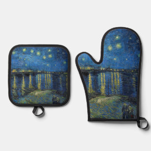 Ensemble De Gant De Cuisine Et De Manique Vincent van Gogh - Nuit étoilée sur le Rhône