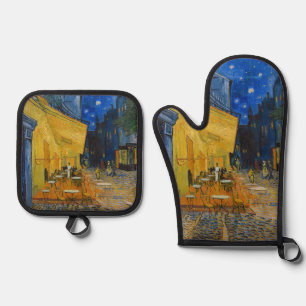 Ensemble De Gant De Cuisine Et De Manique Vincent van Gogh - Terrasse de café la nuit