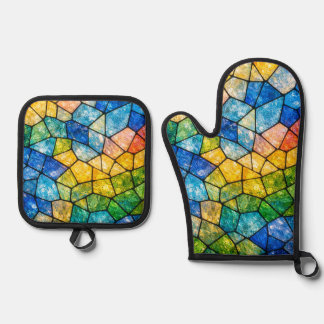 Ensemble De Gant De Cuisine Et De Manique Vitraux
