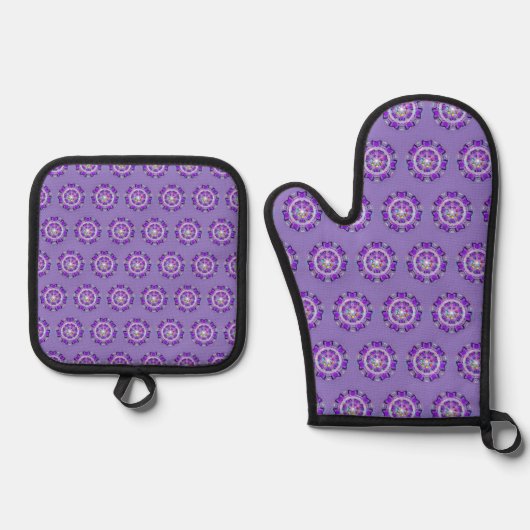 Ensemble De Gant De Cuisine Et De Manique W2 pourpre (Recto)