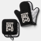 Ensemble De Gant De Cuisine Et De Manique Weekend Grill Dad Funny BBQ (Recto/Verso)